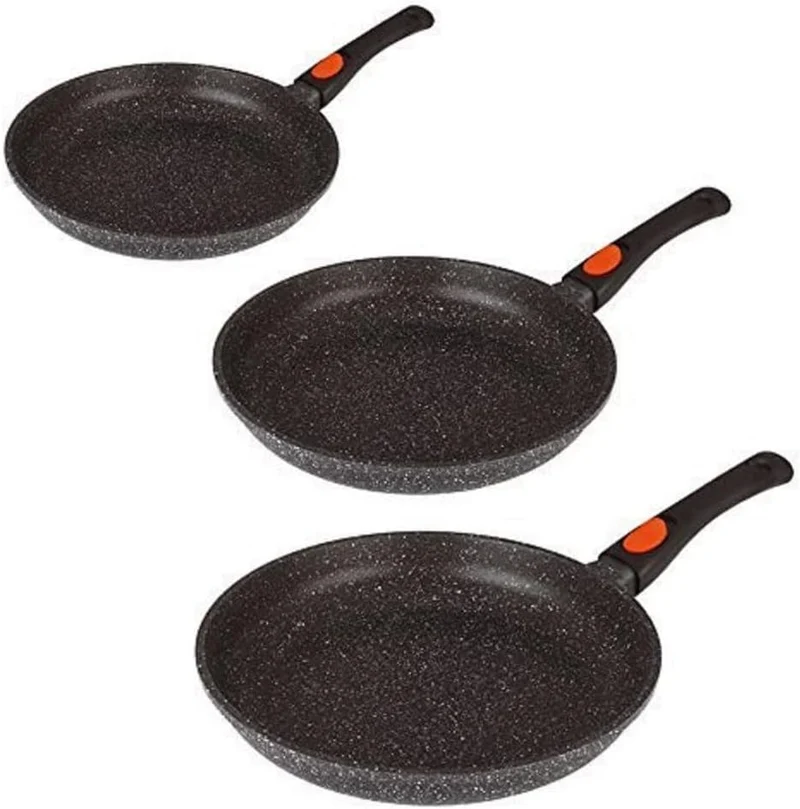 Lot de 3 Poêles Anti-adhérent 20/24/28 cm - Tout feux et induction