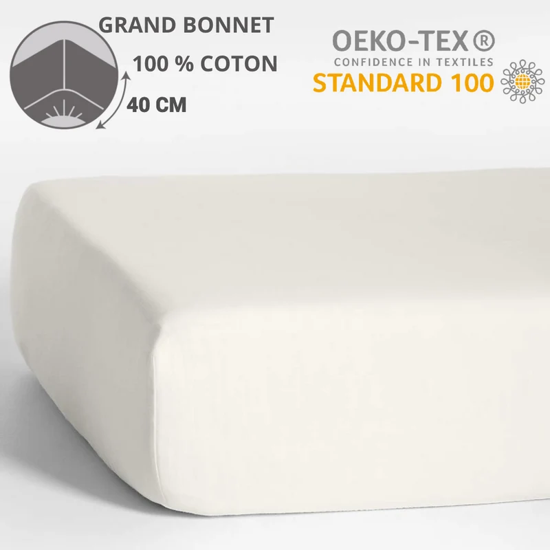 Colis de 6 Draps Housses - Bonnet 40 cm - 180 x 200 cm - 100% Coton - 14.50€ H.T/pc ( GRAND BONNET )