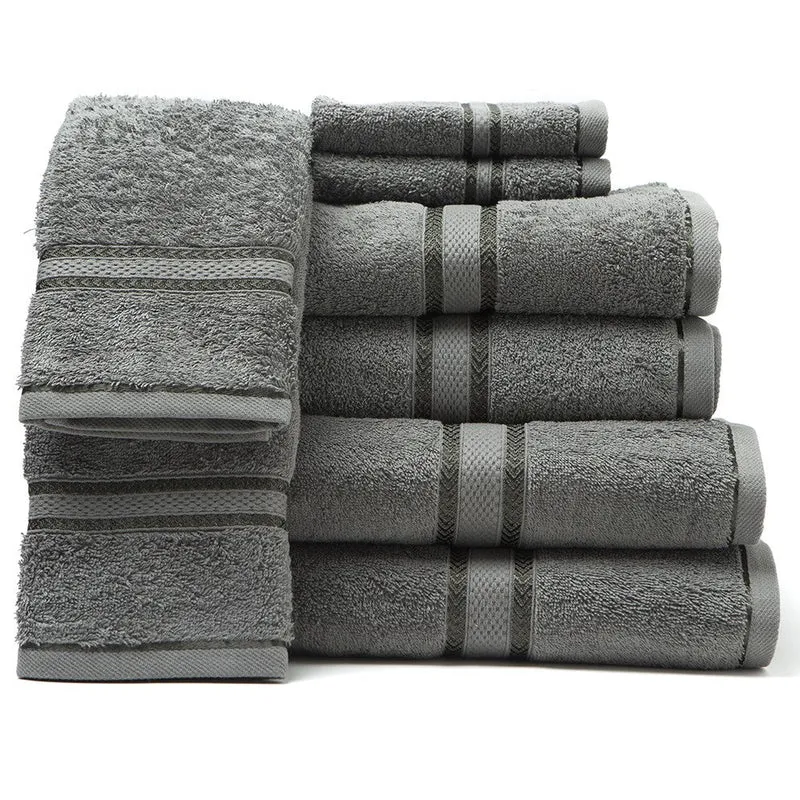 Colis de 6 Serviettes 100 % Coton - 3 Couleurs Différentes ( GRIS CLAIR / BLANC / ROUGE )