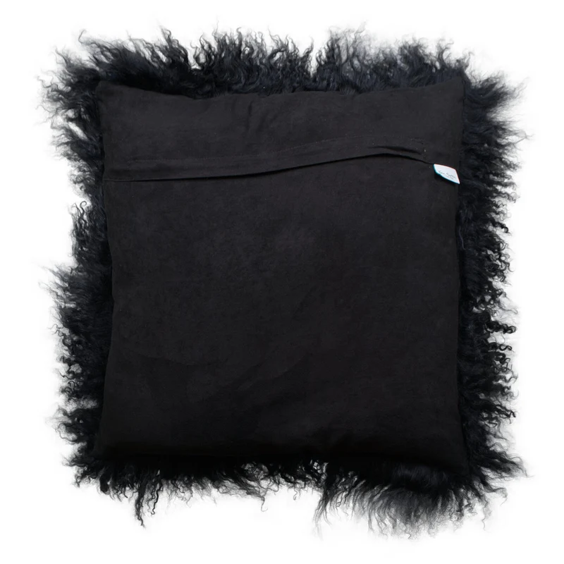 Coussin peau de mouton du Tibet noir