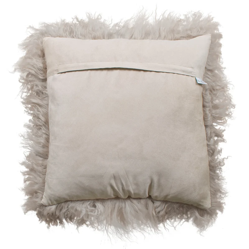 Coussin peau de mouton du Tibet sable