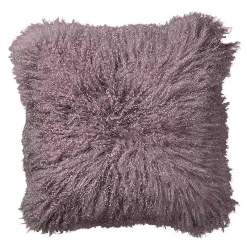 Coussin peau de mouton du Tibet violet vintage