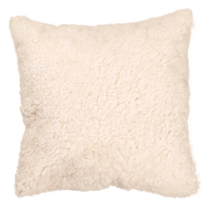 Coussin peau de mouton bouclée clair de lune