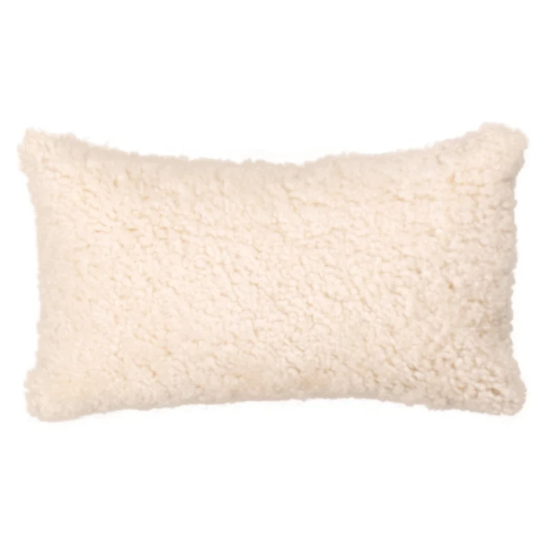 Coussin peau de mouton bouclée clair de lune