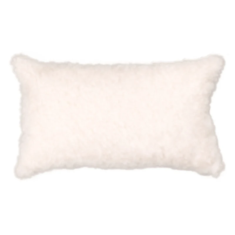 Coussin peau de mouton bouclée blanc