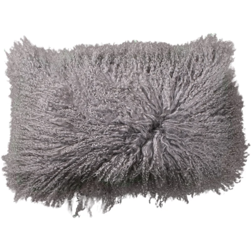 Coussin peau de mouton du Tibet taupe