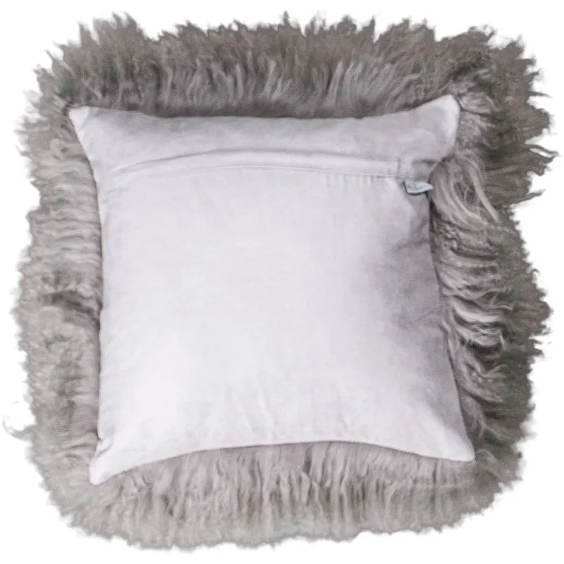 Coussin peau de mouton du Tibet taupe