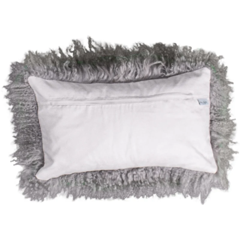 Coussin peau de mouton du Tibet taupe