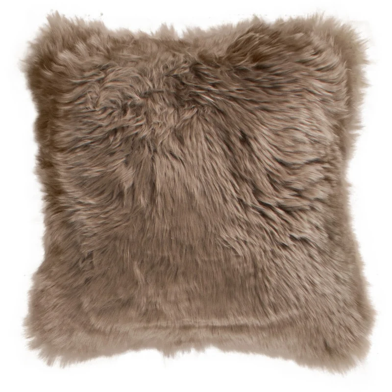 Coussin peau de mouton de Nouvelle-Zélande taupe