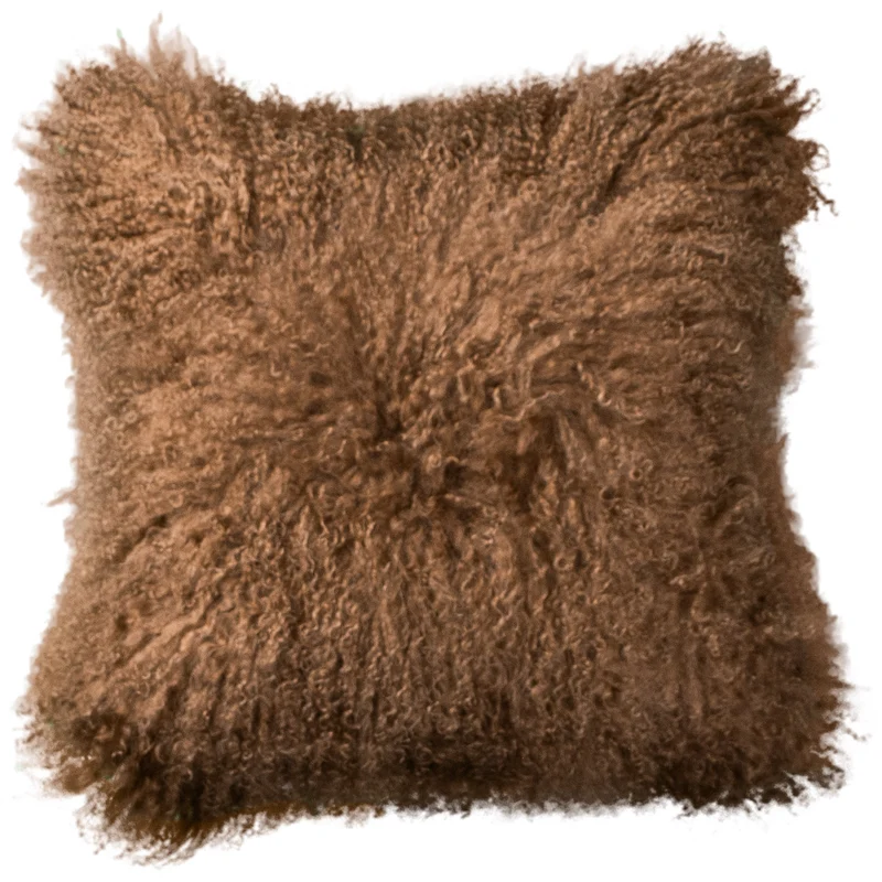 Coussin peau de mouton du Tibet caramel