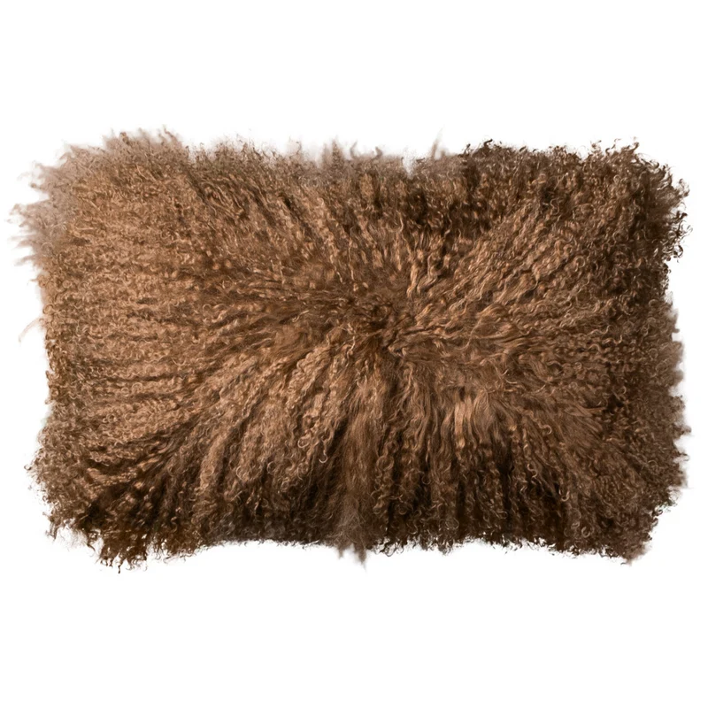 Coussin peau de mouton du Tibet caramel