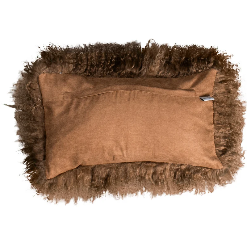 Coussin peau de mouton du Tibet caramel