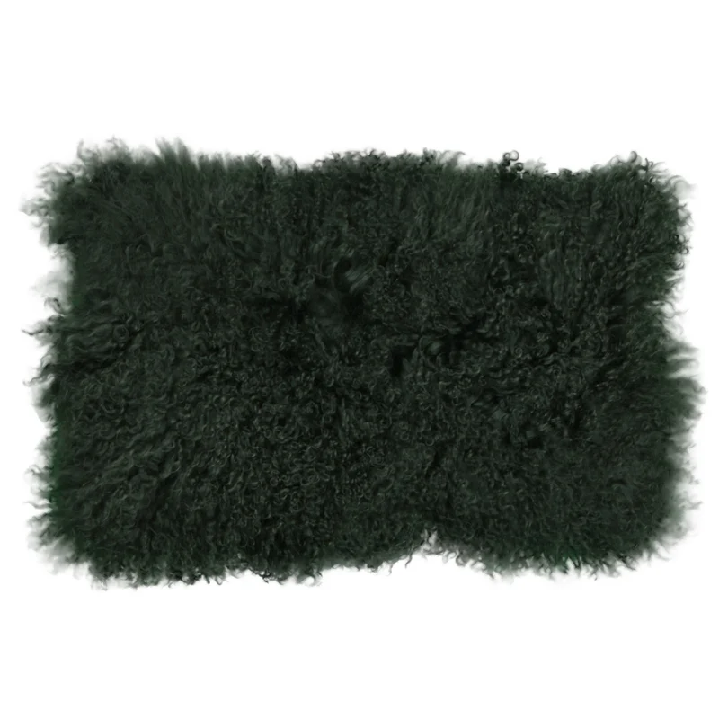 Coussin peau de mouton du Tibet vert