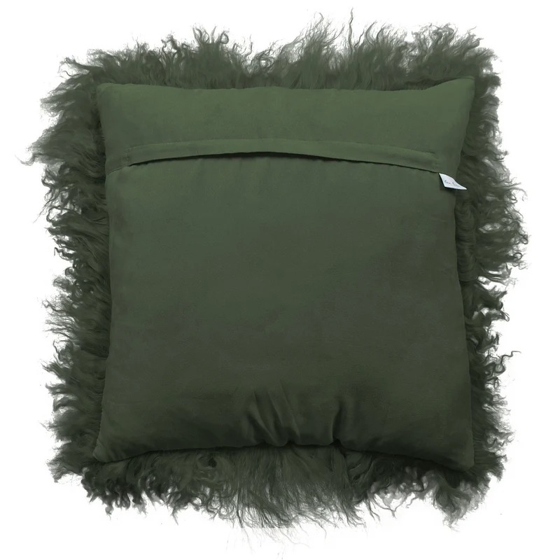 Coussin peau de mouton du Tibet vert