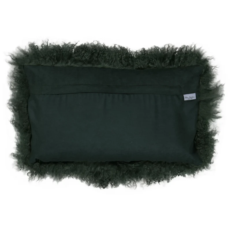 Coussin peau de mouton du Tibet vert