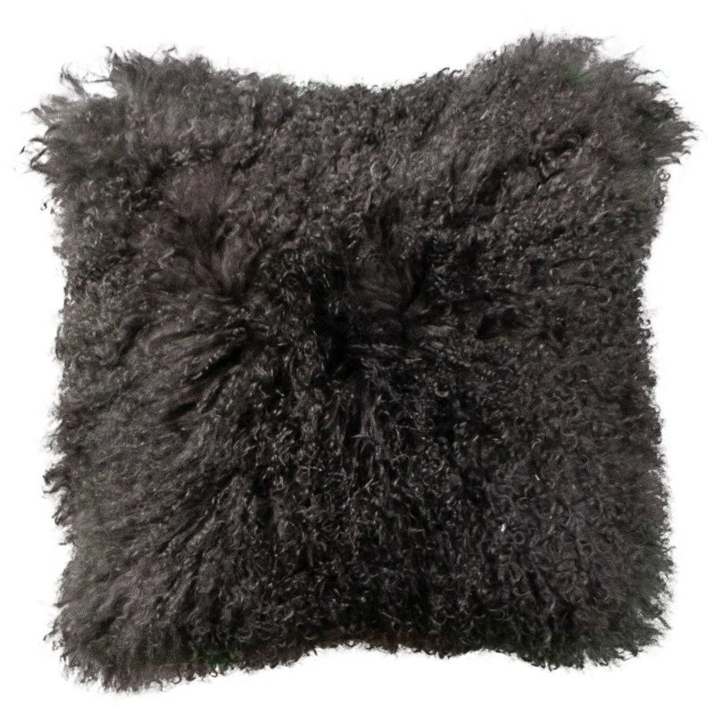 Coussin peau de mouton du Tibet gris