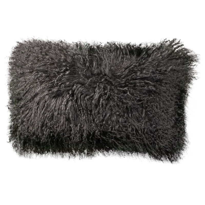 Coussin peau de mouton du Tibet gris