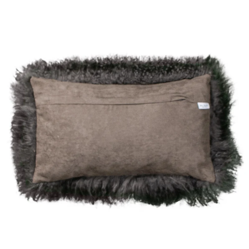 Coussin peau de mouton du Tibet gris