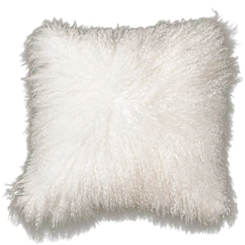 Coussin peau de mouton du Tibet blanc cassé
