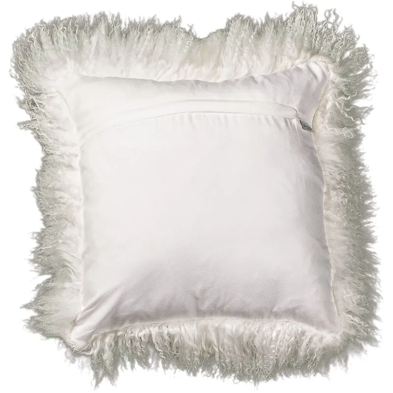Coussin peau de mouton du Tibet blanc cassé