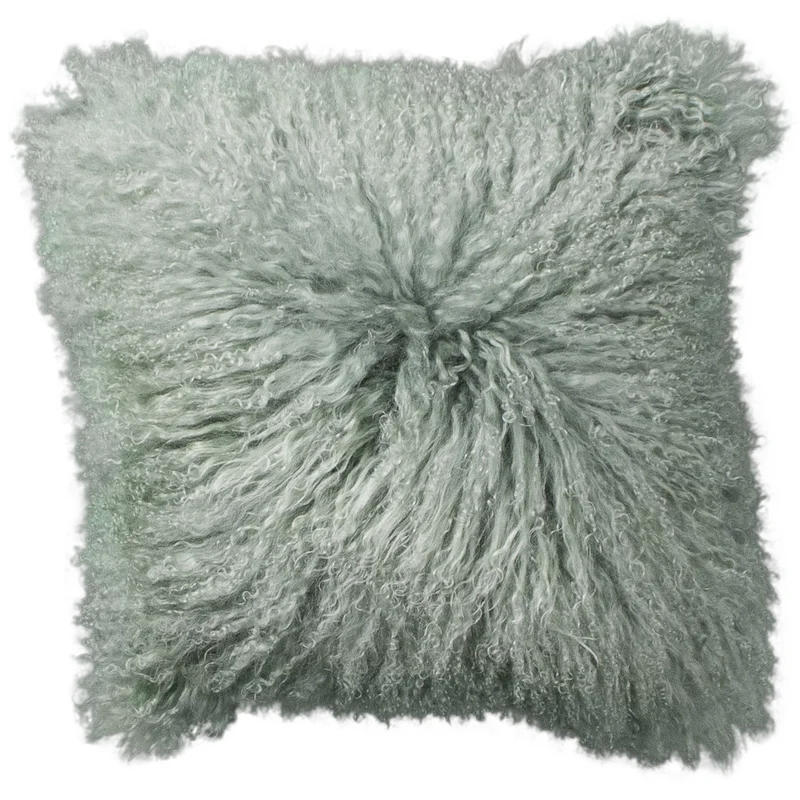Coussin peau de mouton du Tibet menthe