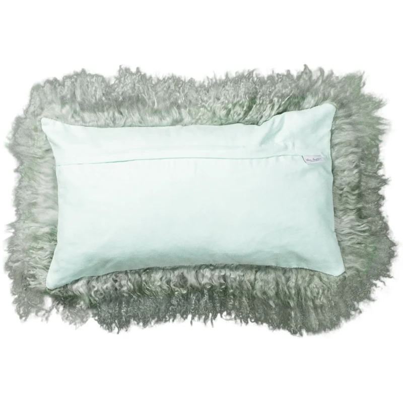 Coussin peau de mouton du Tibet menthe