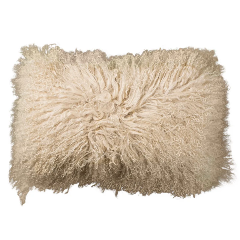 Coussin peau de mouton du Tibet chameau