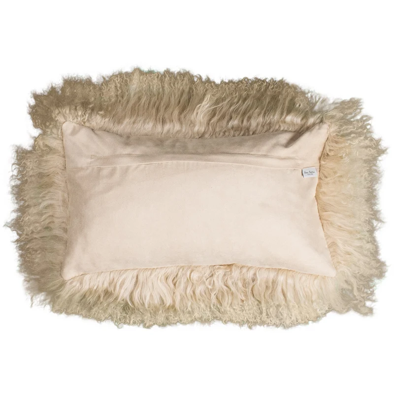 Coussin peau de mouton du Tibet chameau