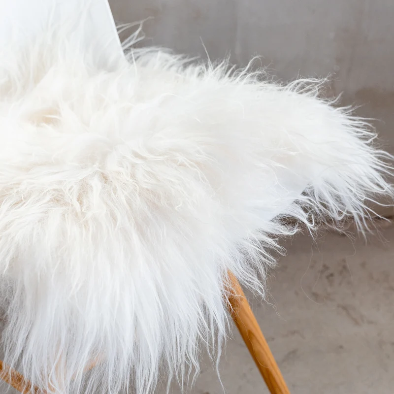 Coussin de chaise peau de mouton islandaise blanc