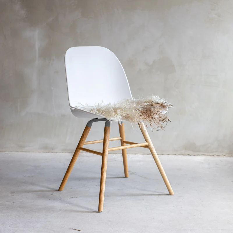 Coussin de chaise rond peau de mouton bouclée naturelle