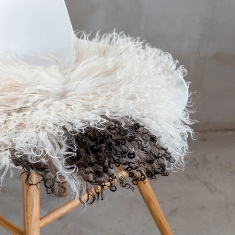 Coussin de chaise rond peau de mouton bouclée naturelle