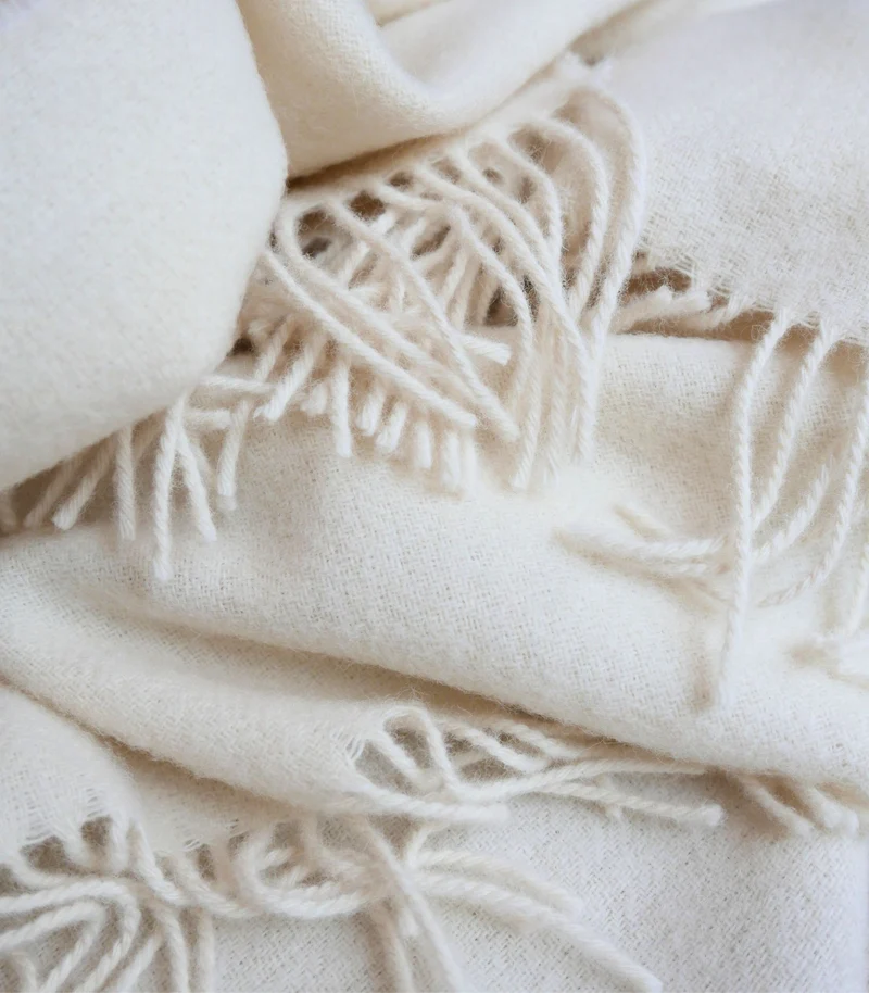 Plaid Pure Laine Alba Blanc Cassé 150 x 200 cm