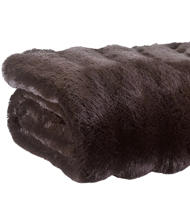 Plaid Fausse Fourrure Ébène Double Face – Choix de Tailles