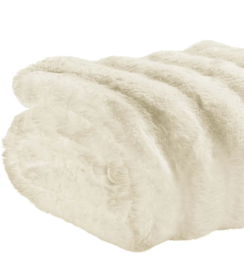 Plaid Fausse Fourrure Blanc Neige Double Face – Choix de Tailles