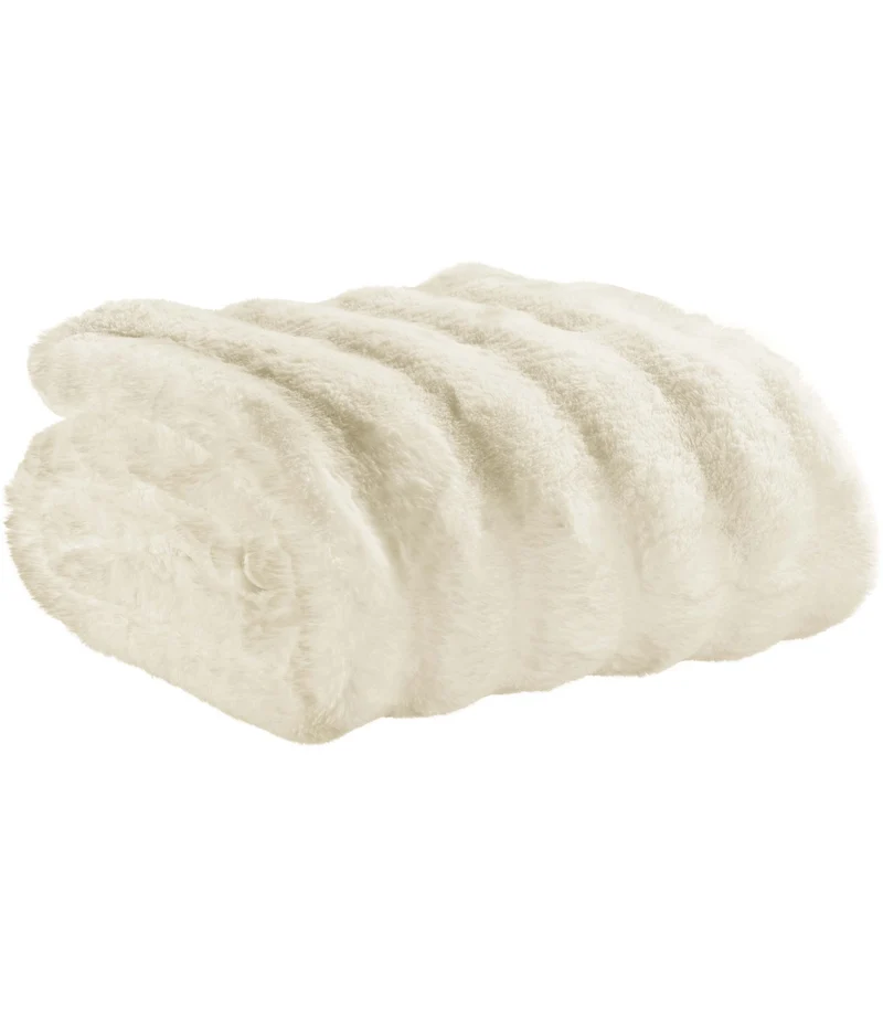 Plaid Fausse Fourrure Blanc Neige Double Face – Choix de Tailles