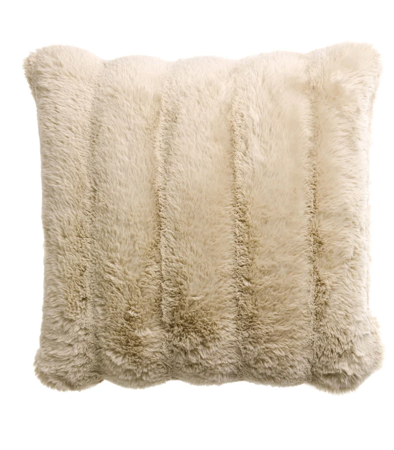 Coussin Fausse Fourrure Double Face Beige Naturel 45 x 45 cm