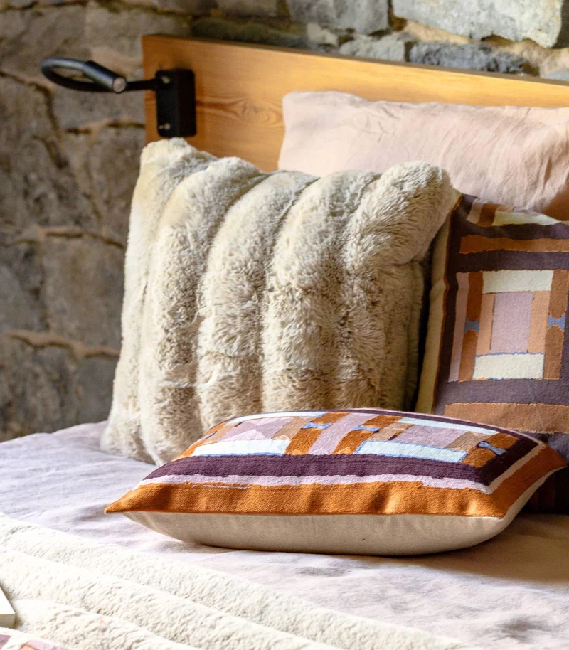 Coussin Fausse Fourrure Double Face Beige Naturel 45 x 45 cm