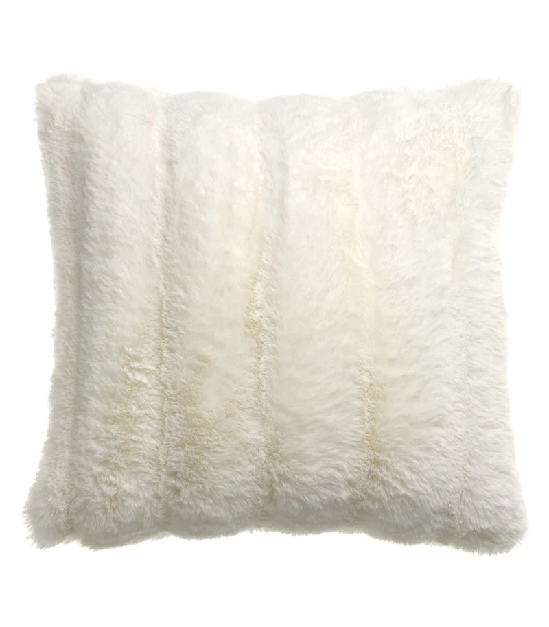 Coussin Fausse Fourrure Double Face Blanc Neige 45 x 45 cm