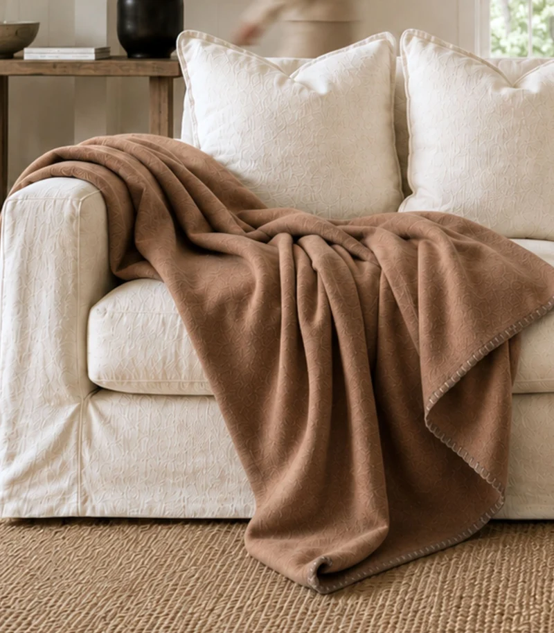 Plaid Polaire Luxe Camel - Choix de Tailles