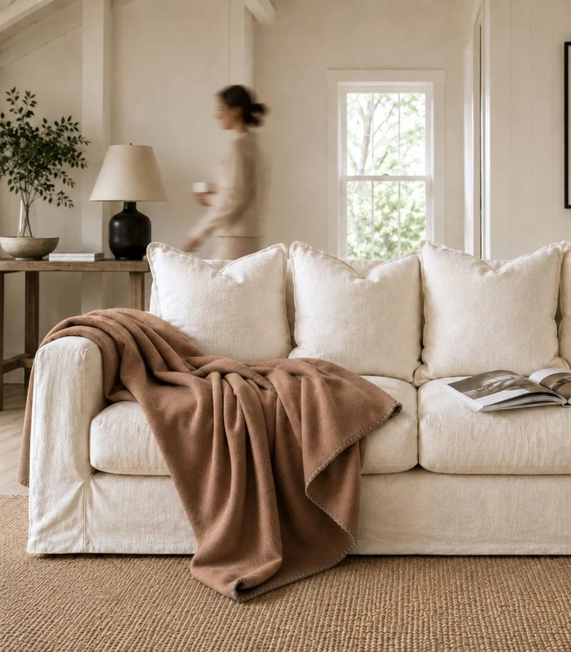 Plaid Polaire Luxe Camel - Choix de Tailles