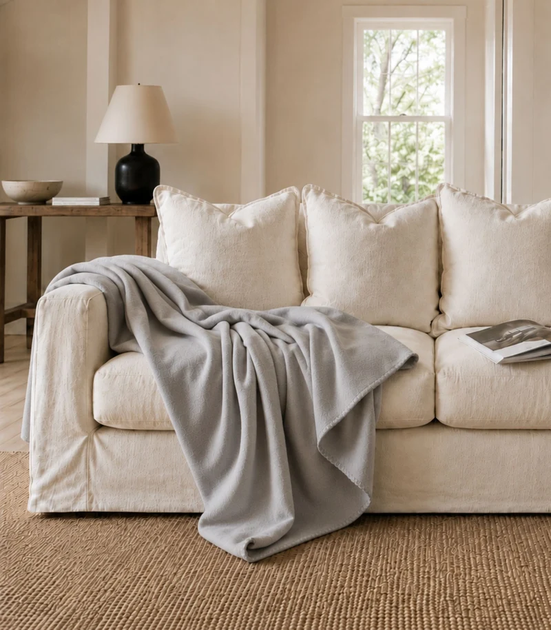 Plaid Polaire Luxe Gris Perle - Choix de Tailles