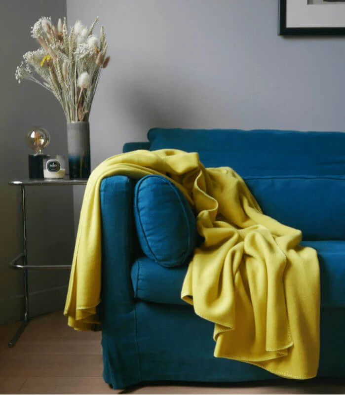 Plaid Polaire Luxe Jaune - Choix de Tailles