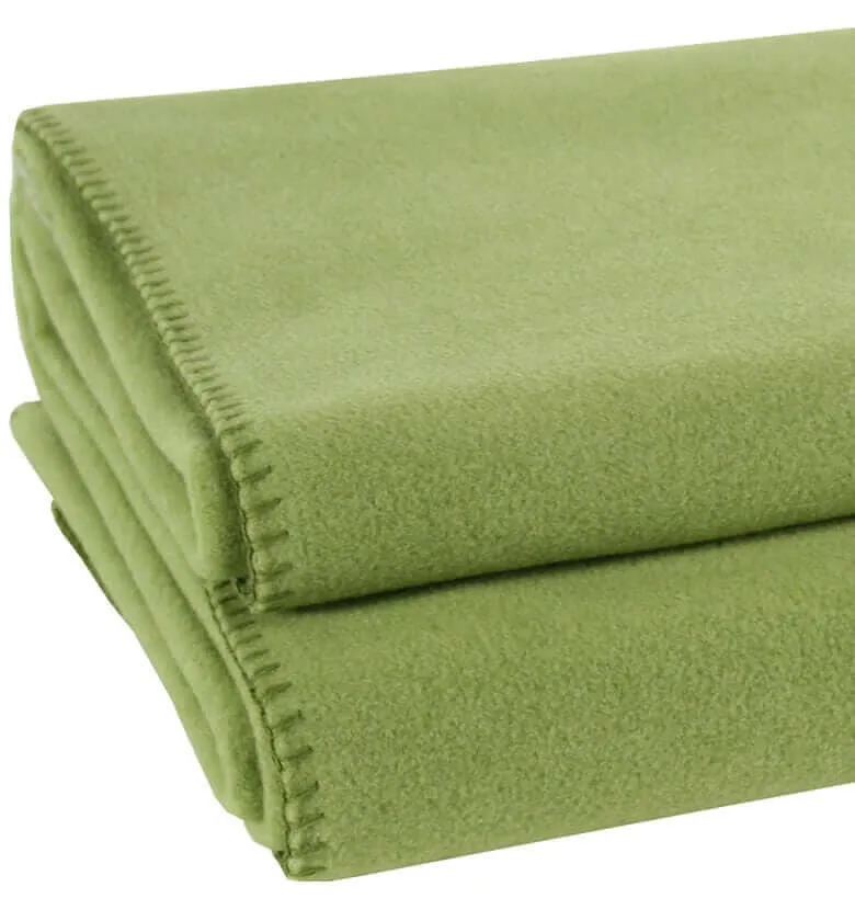 Plaid Polaire Luxe Vert Amande- Choix de Tailles