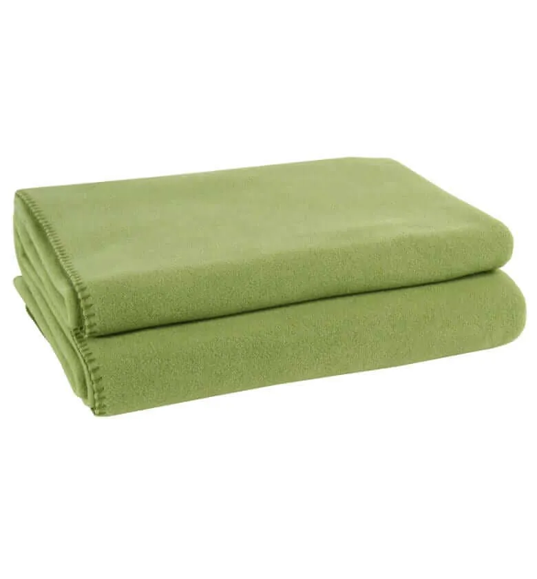 Plaid Polaire Luxe Vert Amande- Choix de Tailles