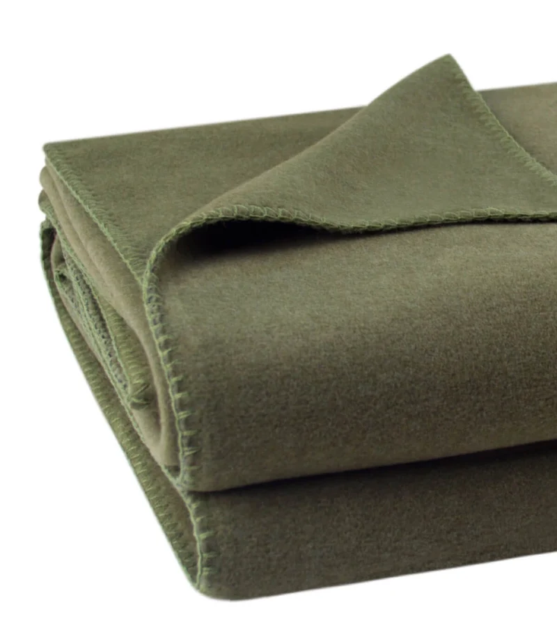 Plaid Polaire Luxe Vert Kaki - Choix de Tailles