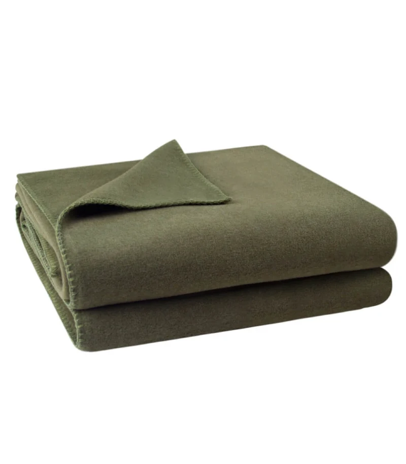 Plaid Polaire Luxe Vert Kaki - Choix de Tailles