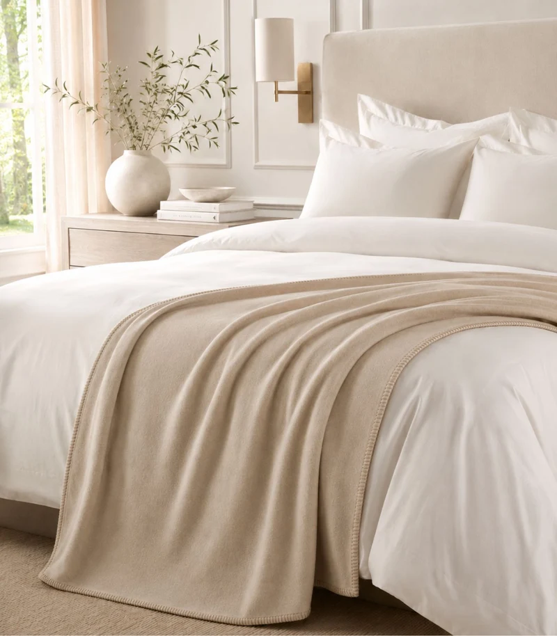 Plaid Polaire Luxe Beige - Choix de Tailles