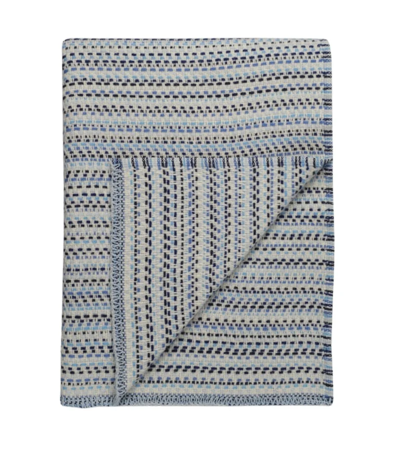 Plaid Pure Laine Juli Bleu 150 X 200 cm