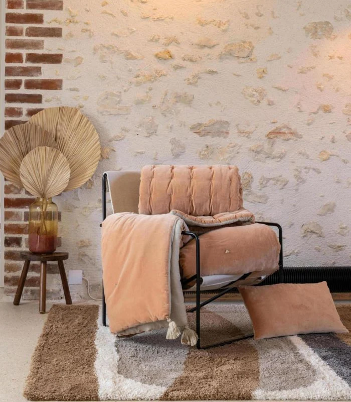 Coussin en Velours ELISE Pêche - Choix de Tailles
