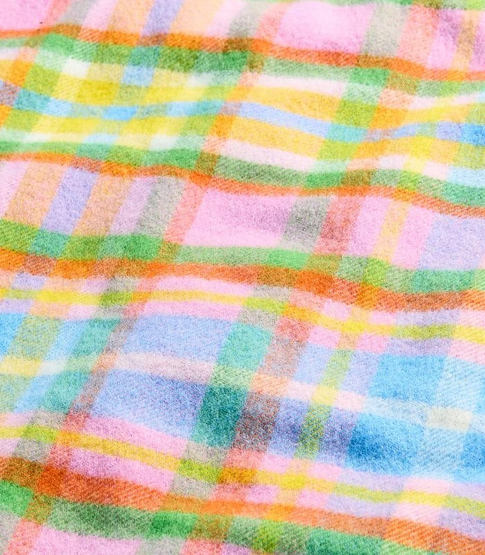 Plaid Pique Nique Laine Rainbow Check Coloré 137 X 170 cm